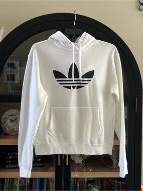 adidas White Hoodie with Black Trefoil